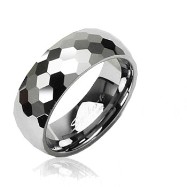 Tungsten carbine ring with honey comb multi-faced design