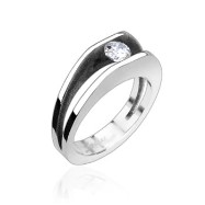 316L Stainless Steel Ring with 5mm Cubic Zirconia