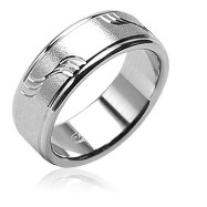 316L Surgical Stainless Steel Rings W/ Brushed Wave Pattern