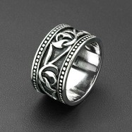316L Stainless Steel Tribal Twisted Vine Armor Wide Ring