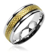 316L Surgical Stainless Steel Rings/Grooved IP Gold Center