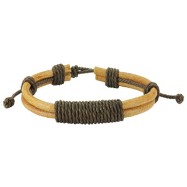 Brown Leather Bracelet With Long Shocker Tie Knots