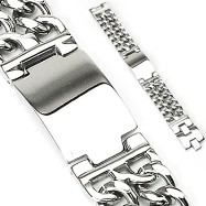 316L Stainless Steel Bracelet With Engraving Plate & Double Chains On Each Side