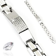 316L Stainless Steel CZ Stones Tag With Aztec Link Bracelet