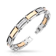 316L Stainless Steel IP Coffee With CZ Stones Inlayed Bracelet