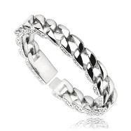 316L Stainless Steel Chain Bracelet With Wave Design On The Side