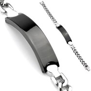 316L Stainless Steel Chain Bracelet With Black Engraving Plate