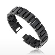 Tungsten Carbide IP Black Bio-Magnetic Wide Bracelet