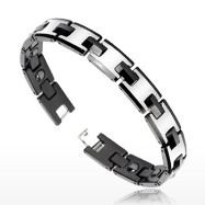 Tungsten Carbide IP Black Duo Tone Bio-Magnetic Bracelet
