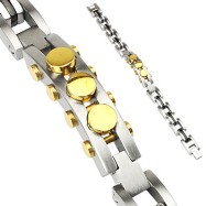 316L Stainless Steel Bracelet With IP Black Links & Gold Bolts