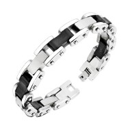 316L Stainless Steel Bracelet With Rubber And Stainless Steel Links
