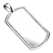 X-Large Size 316L Stainless Steel Gem Paved Dog Tag