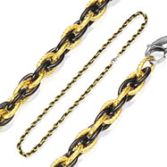316L Stainless Steel IP Black and Gold Tri-Link Chain