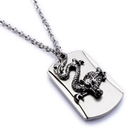 Alloy necklace with dragon dog tag pendant