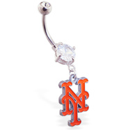 Belly Ring with official licensed MLB charm, New York Metts