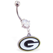 Belly Ring With Official Licensed NFL Charm, Green Bay Packers