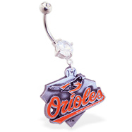Belly Ring With Official Licensed MLB Charm, Baltimore Orioles