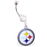 Belly Ring With Official Licensed NFL Charm, Pittsburgh Steelers