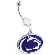Belly Ring With Official Licensed NCAA Charm, Penn State Nittany Lions