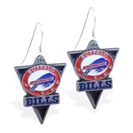 Sterling Silver Earrings With Official Licensed Pewter NFL Charm, Buffalo Bills