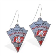Sterling Silver Earrings With Official Licensed Pewter NFL Charm, Tampa Bay Buccaneers
