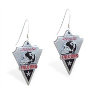 Sterling Silver Earrings With Official Licensed Pewter NFL Charm, Atlanta Falcons