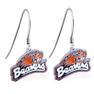 Sterling Silver Earrings With Official Licensed Pewter NCAA Charm, Oregon State Beavers