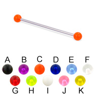 Long barbell (industrial barbell) with UV balls, 14 ga