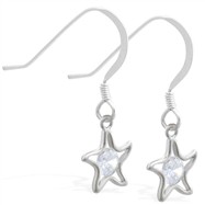 Sterling Silver Earrings with dangling CZ jeweled star