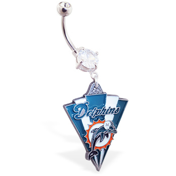 Belly Ring with official licensed NFL charm, Miami Dolphins