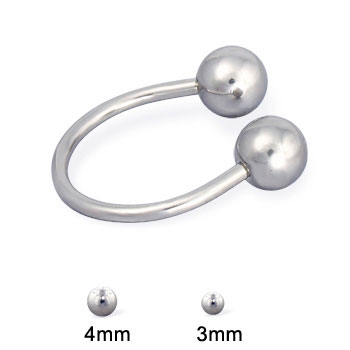 Stainless steel circular (horseshoe) barbell with plain balls, 18 ga
