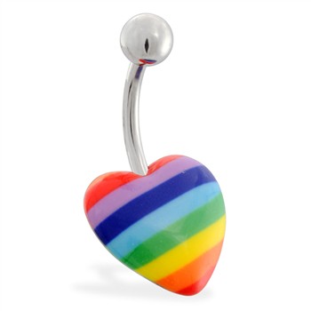 Rainbow heart belly ring