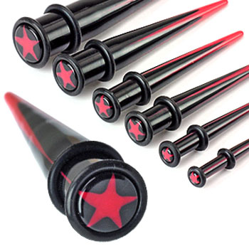 Red and black acrylic taper with star