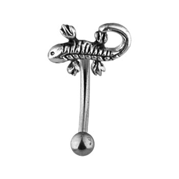 Curved barbell with lizard top, 16 ga