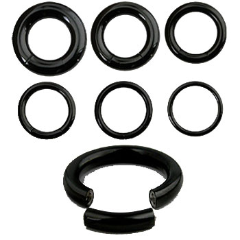 Black steel/titanium segment ring, 16 ga