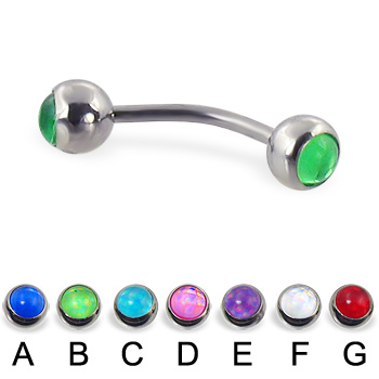Curved barbell with hologram balls, 16 ga