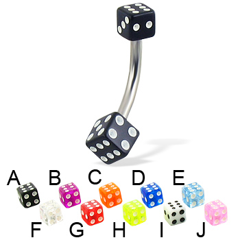 Acrylic dice belly button ring