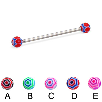 Long barbell (industrial barbell) with web balls, 12 ga