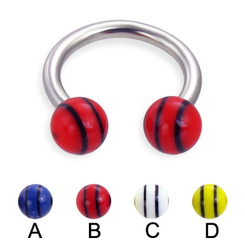 Circular barbell with double striped balls, 12 ga