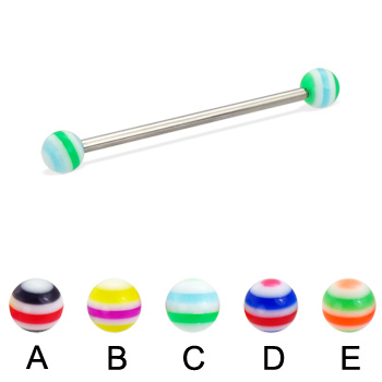 Long barbell (industrial barbell) with circle balls, 12 ga