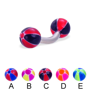 Curved barbell with balloon balls, 12 ga