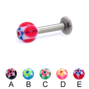 Labret with acrylic star balls, 12 ga
