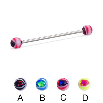 Eye ball long barbell (industrial barbell), 14 ga