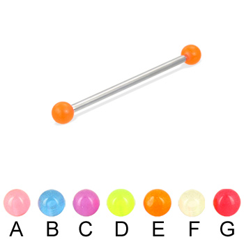 Long barbell (industrial barbell) with glow-in-the-dark balls, 12 ga