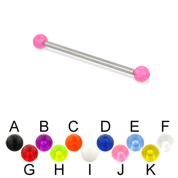 Long barbell (industrial barbell) with UV balls, 12 ga