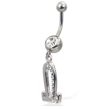 Jeweled zodiac belly button ring, Libra