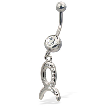 Jeweled zodiac belly button ring, Taurus