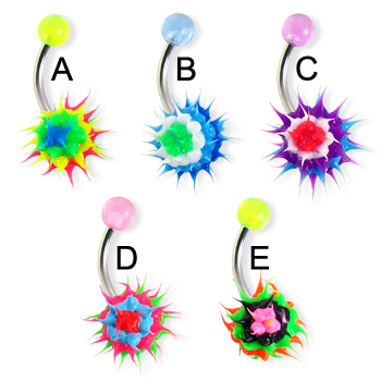 Belly button ring with silicone koosh ball, layer pattern