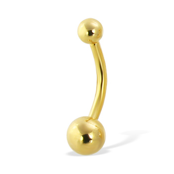 Gold Tone small plain belly button ring,