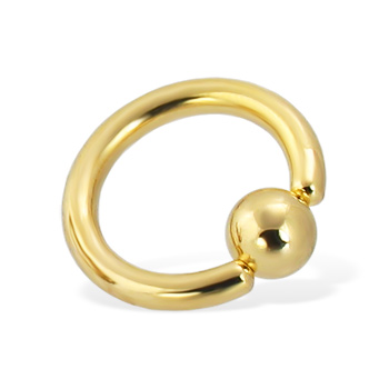 Gold Tone Captive Bead Ring, 10 Ga